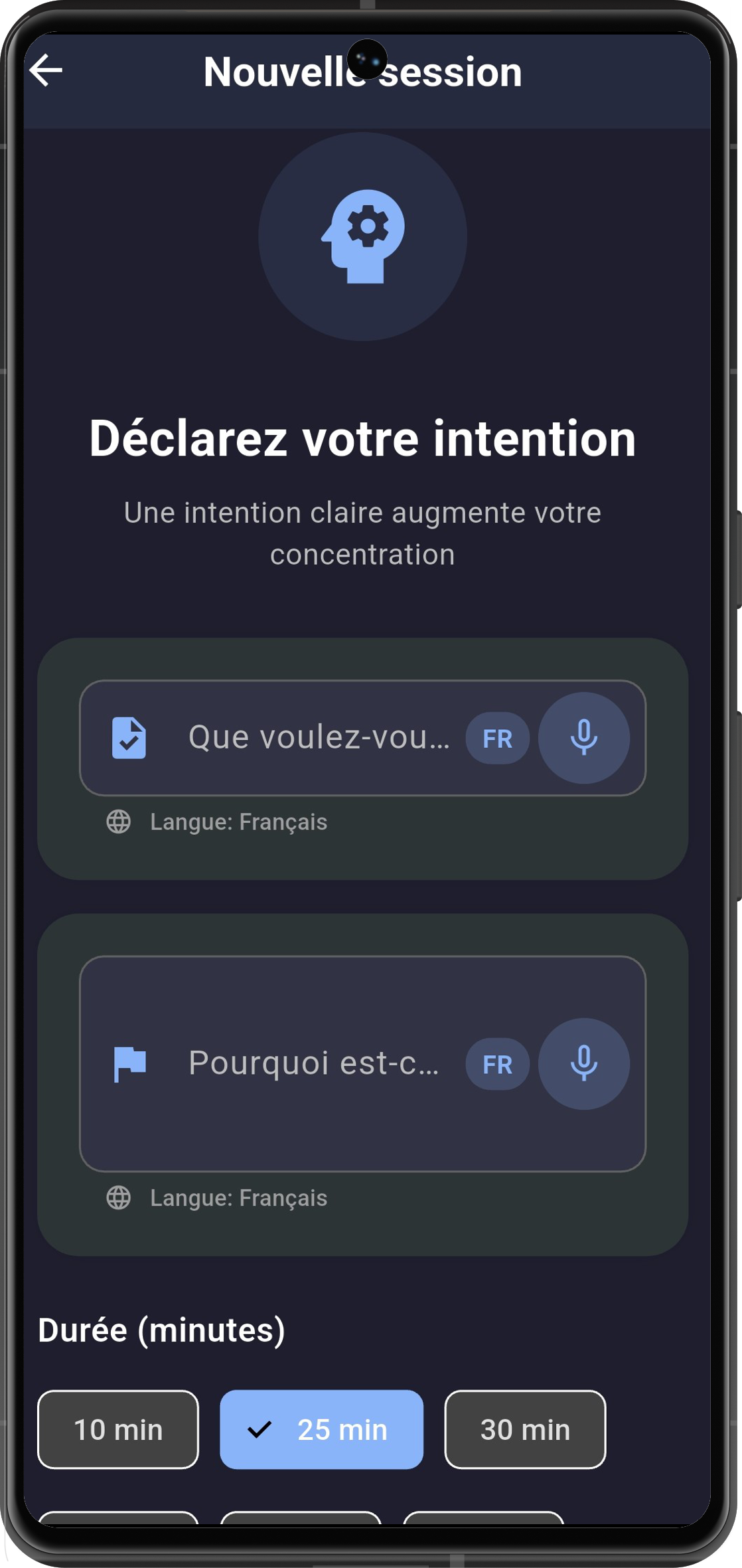 Nouvelle session FocusBlocks